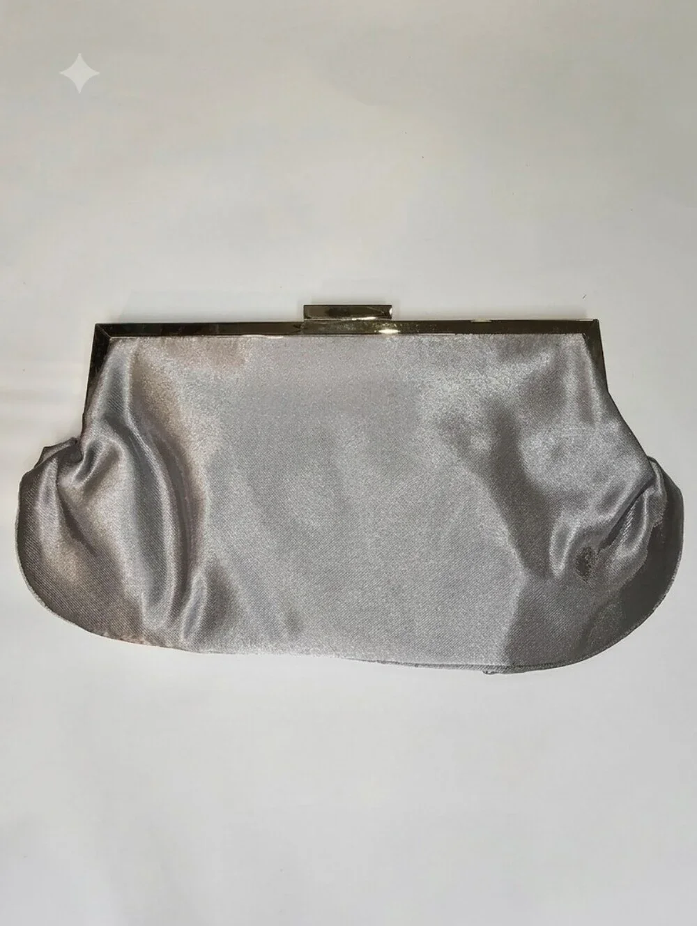 NWT Silver Satin Ruched Evening Clutch Crossbody Bag Formal Prom Wedding Chain
